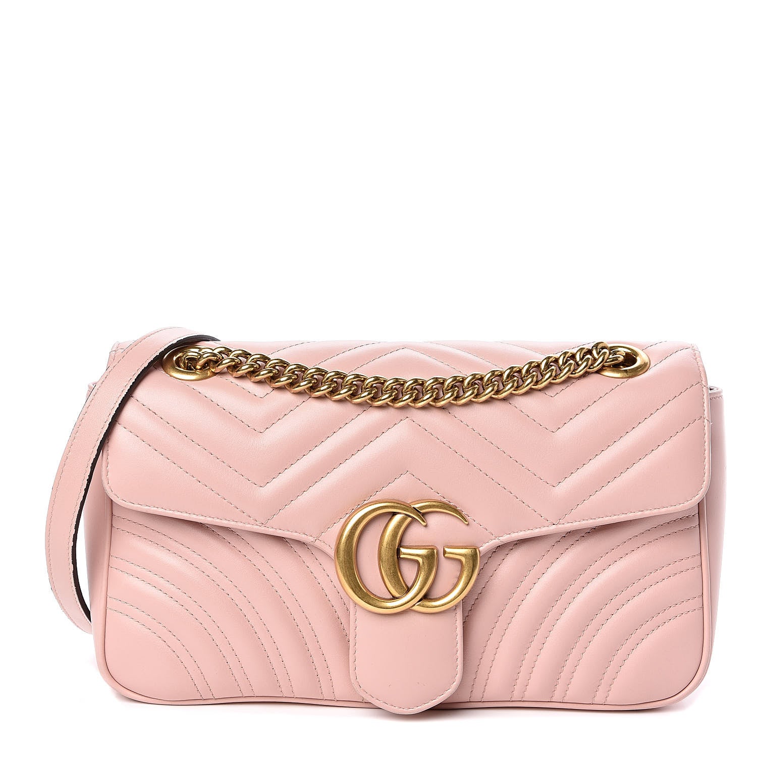Gucci Calfskin Matelasse Small GG Marmont Shoulder Bag Perfect Pink 1 of 15