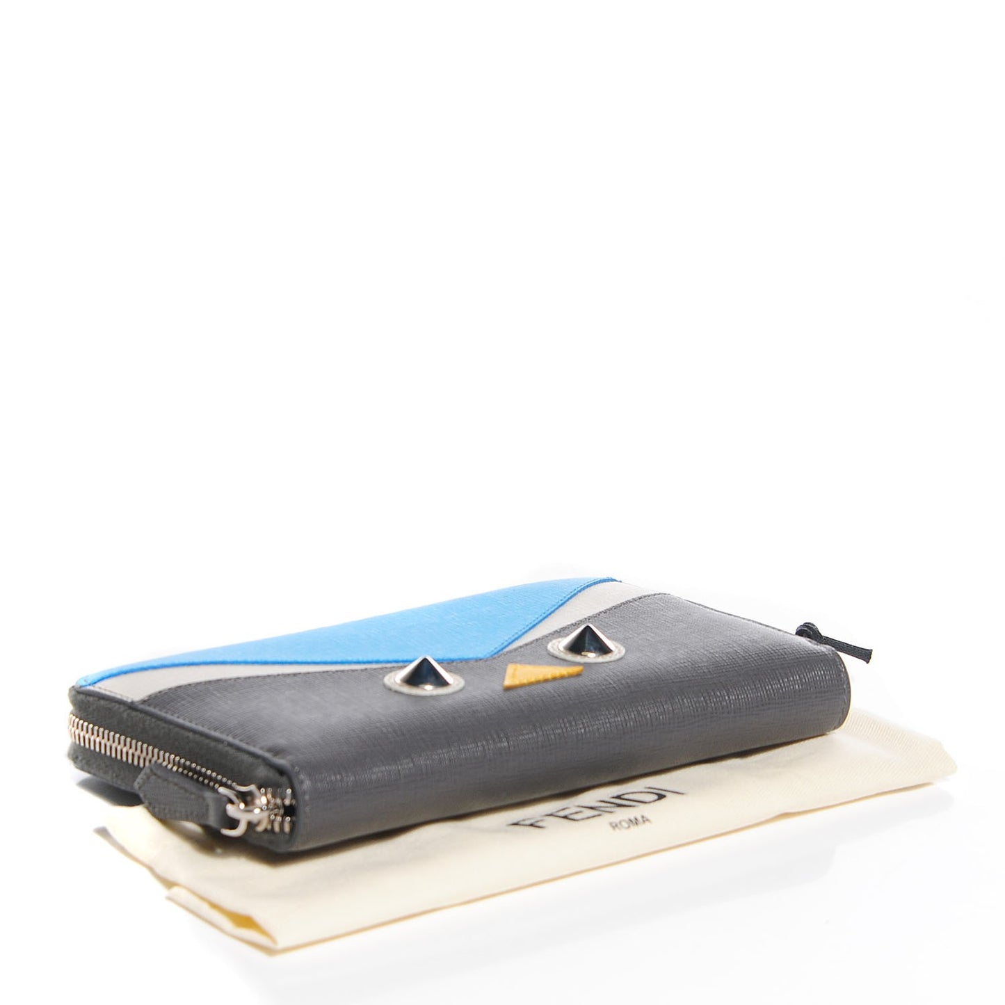 Vitello Elite QuTweet Studded Zip Around Wallet Asfalto Multicolor