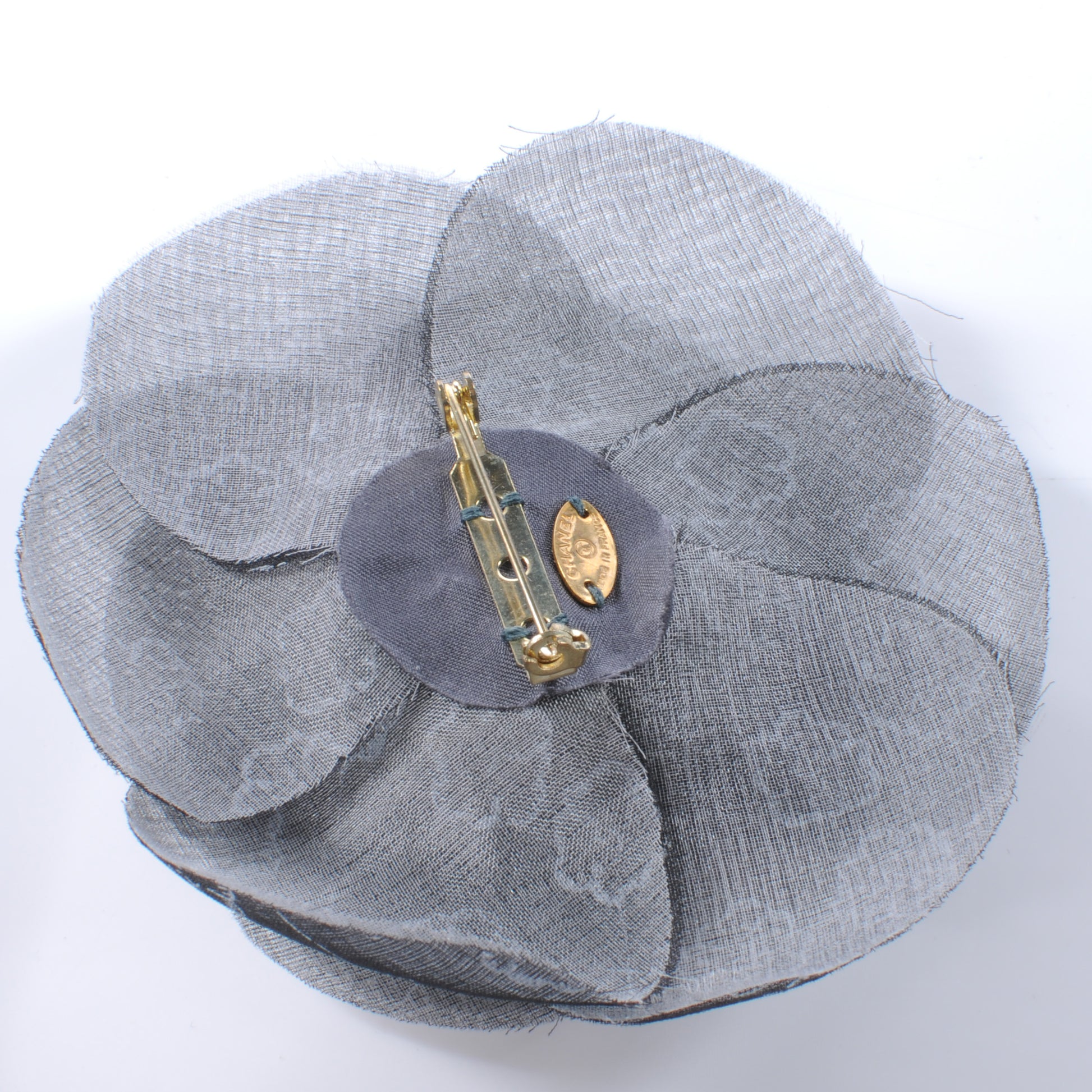 Chanel Camellia Print Pin Brooch Black 3 of 4