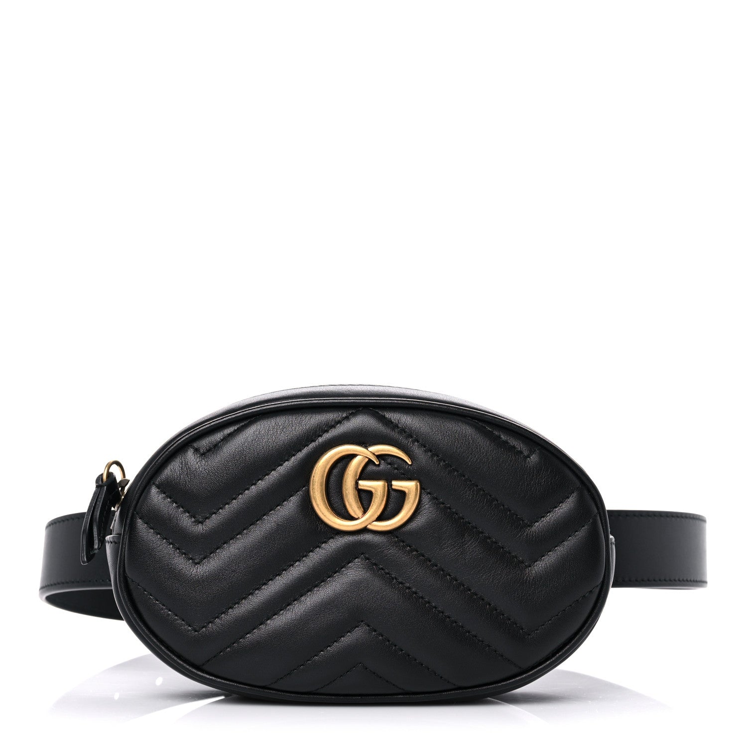 Gucci Calfskin Matelasse GG Marmont Belt Bag 85 34 Black 1 of 11