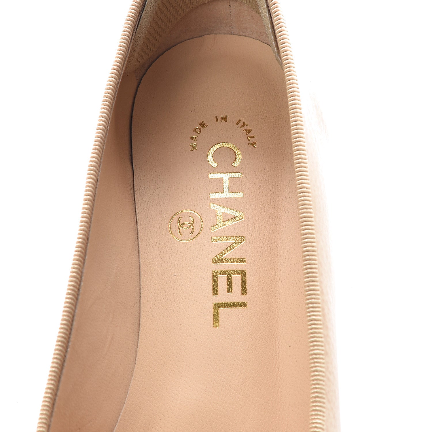 Chanel Patent CC Cap Toe Pumps 37 Light Beige Black 9 of 11