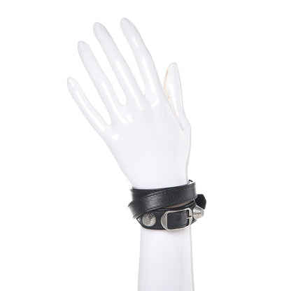 Balenciaga Agneau Giant Silver Hardware Triple Tour M Bracelet Black 2 of 6