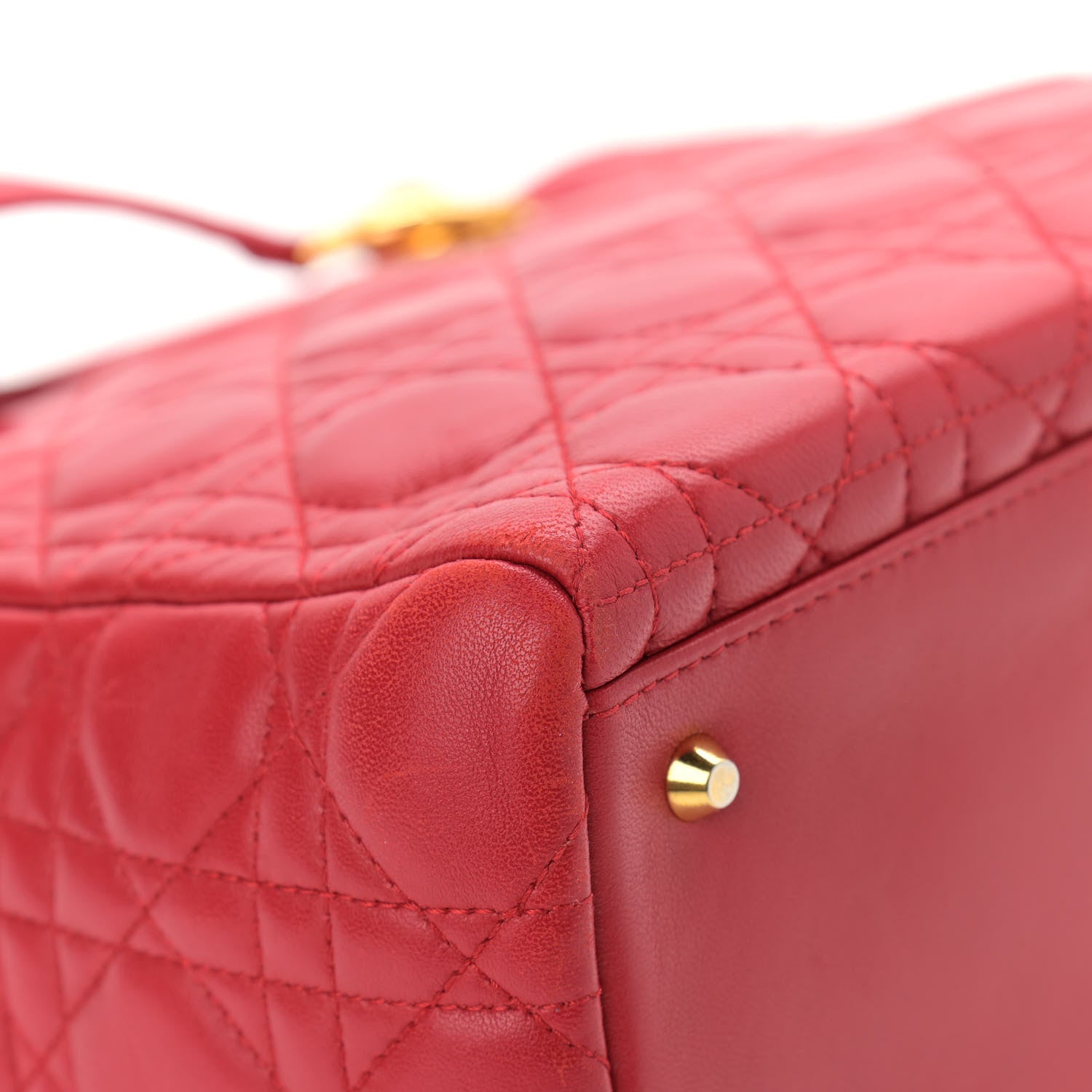 Christian Dior Lambskin Cannage Medium Lady Dior Red 9 of 14