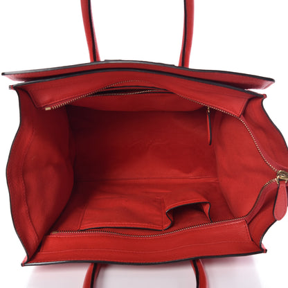 Celine Drummed Calfskin Mini Luggage Coquelicot 5 of 9