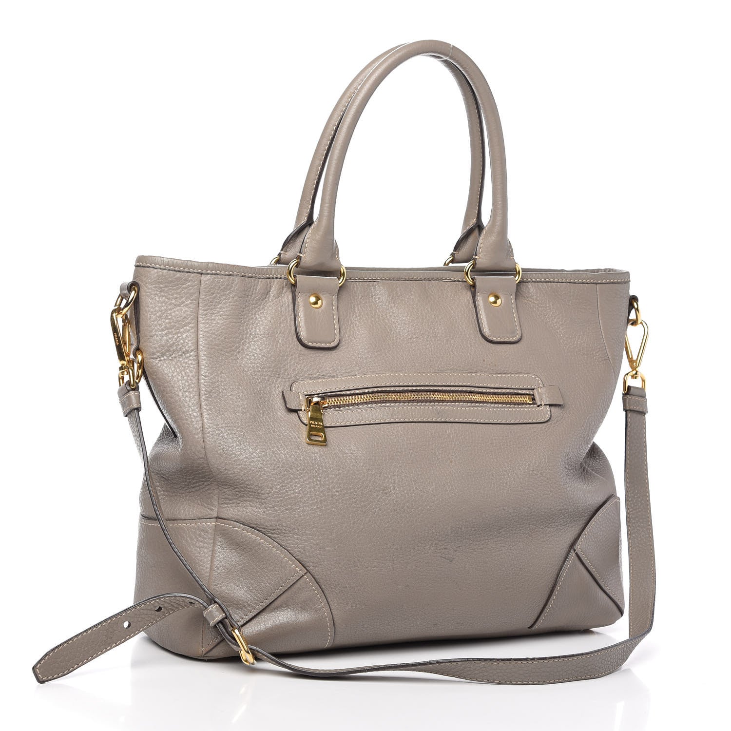 Prada Vitello Daino Shopping Satchel Argilla 3 of 10