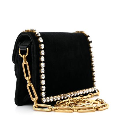 Gucci Velvet Crystal Mini Bee Broadway Shoulder Bag Black 3 of 12