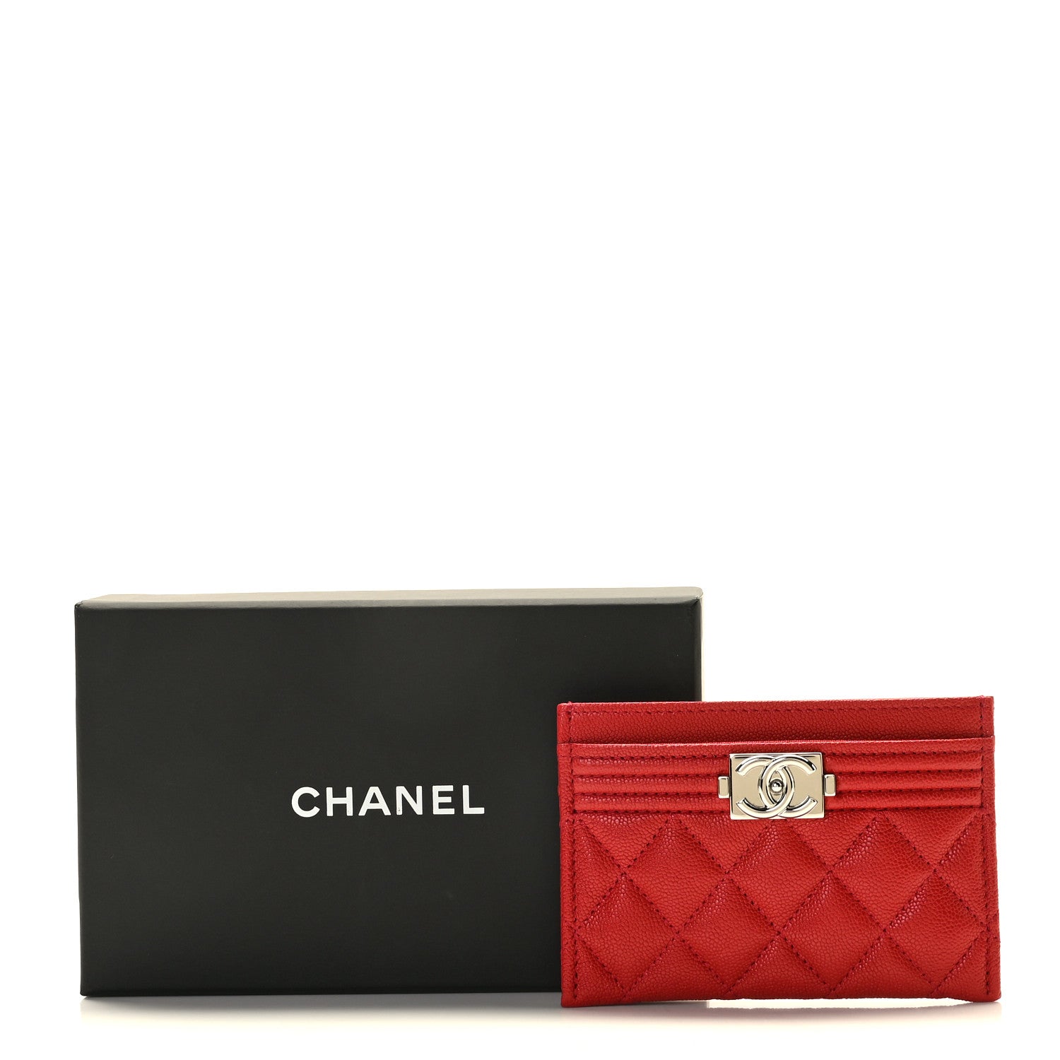 Chanel Caviar Quilted Boy Card Holder Red 8 of 8