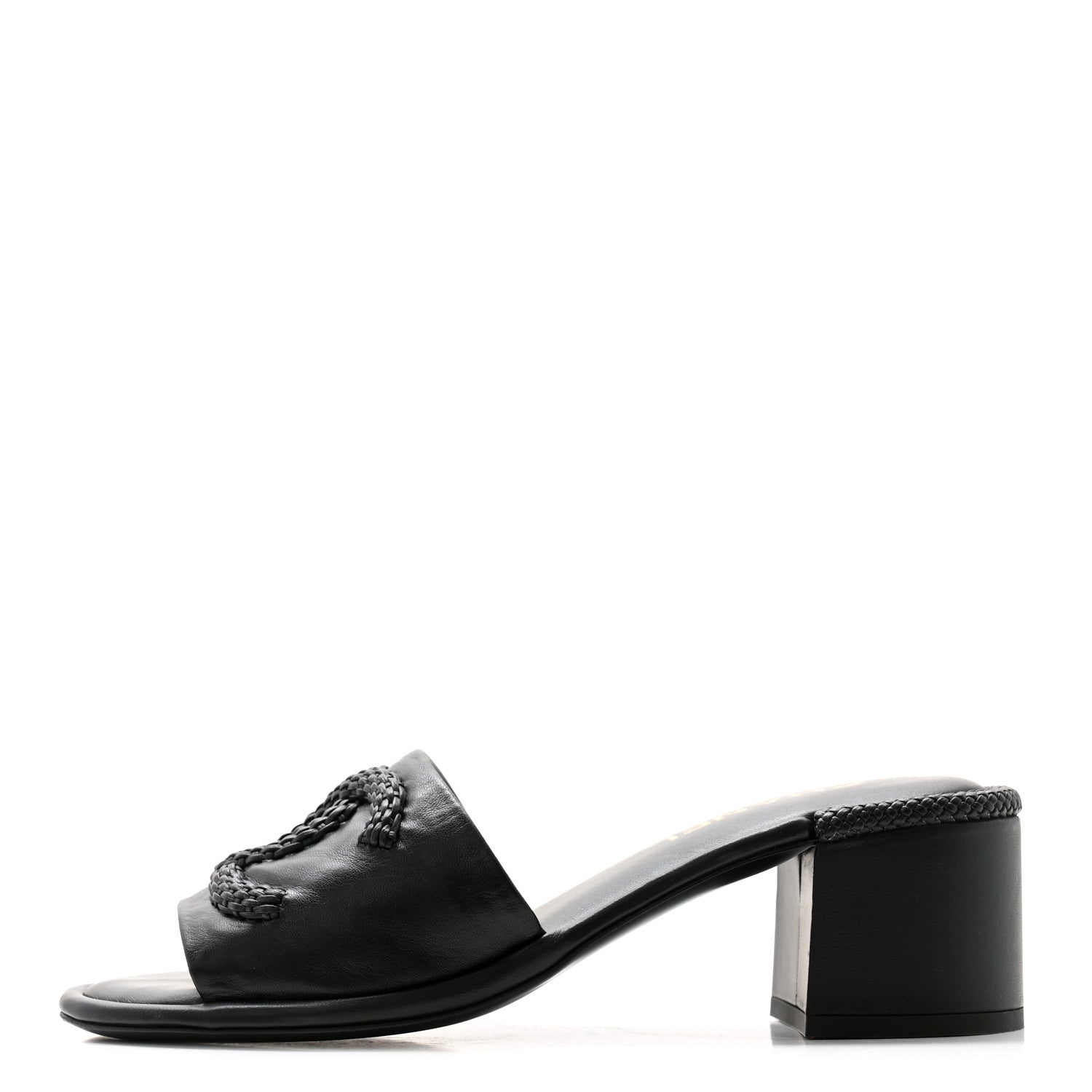 Chanel Lambskin CC Braided Mules 38 Black 1 of 9