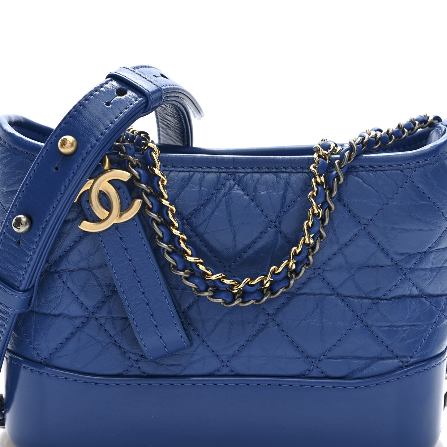 Aged Calfskin Quilted Small Gabrielle Hobo Blue