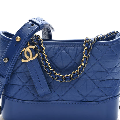 Chanel Aged Calfskin Quilted Small Gabrielle Hobo Blue 8 of 10