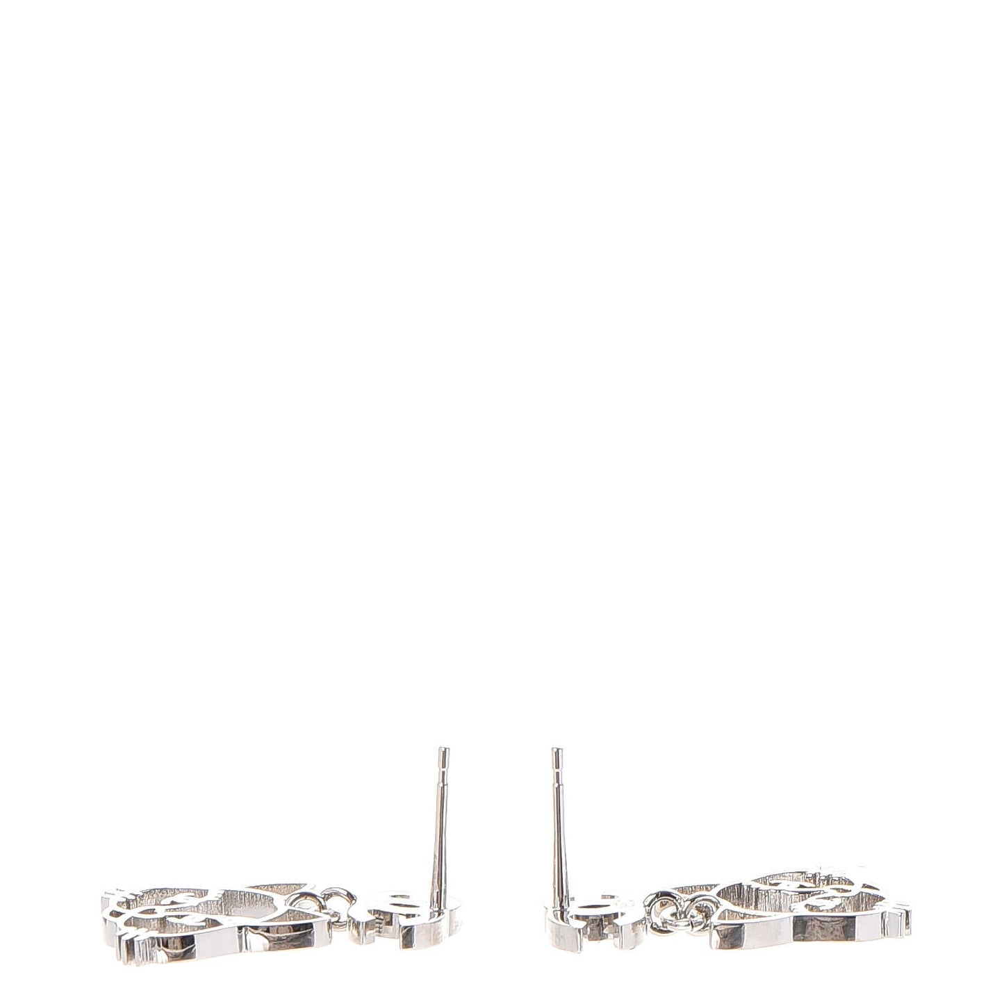 Crystal Emoji Choupette Cat CC Earrings Silver