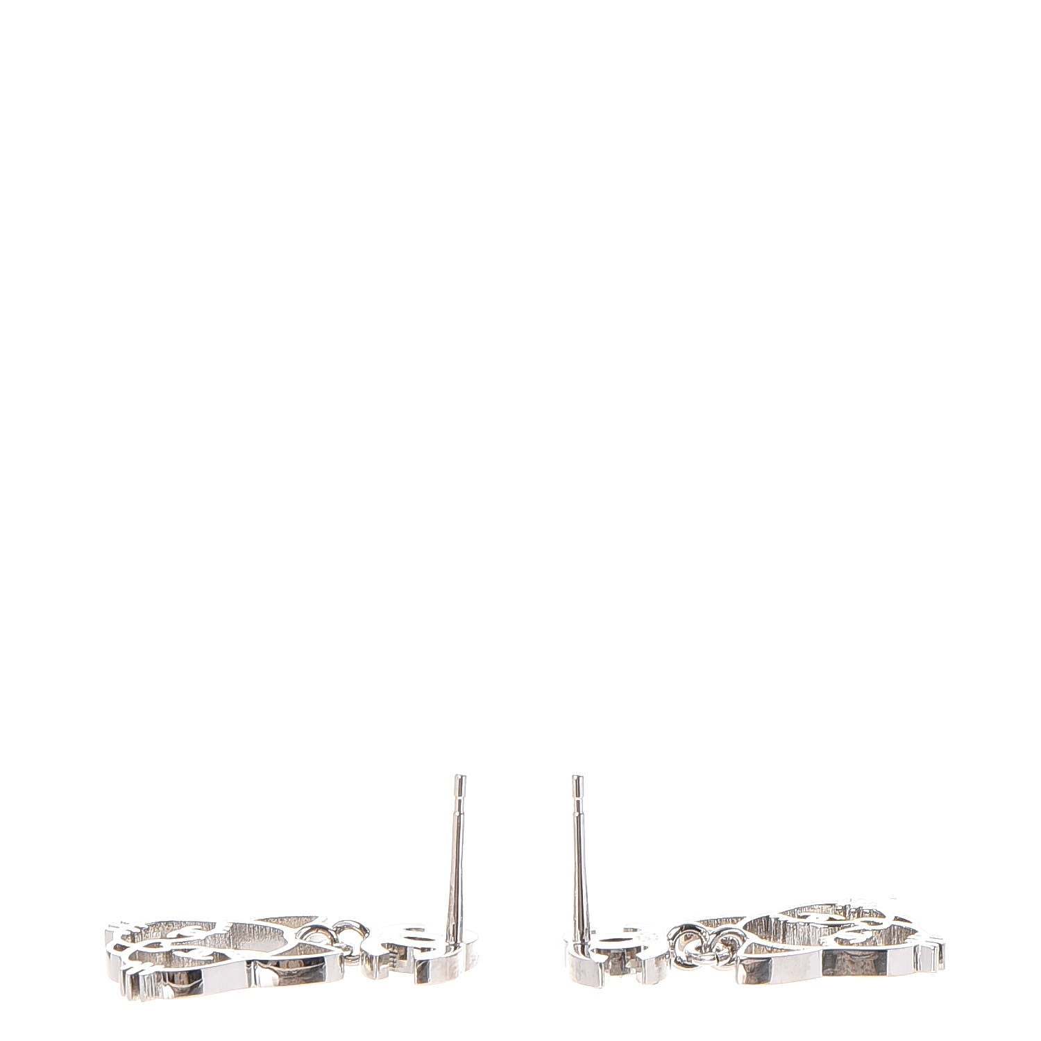Chanel Crystal Emoji Choupette Cat CC Earrings Silver 3 of 5