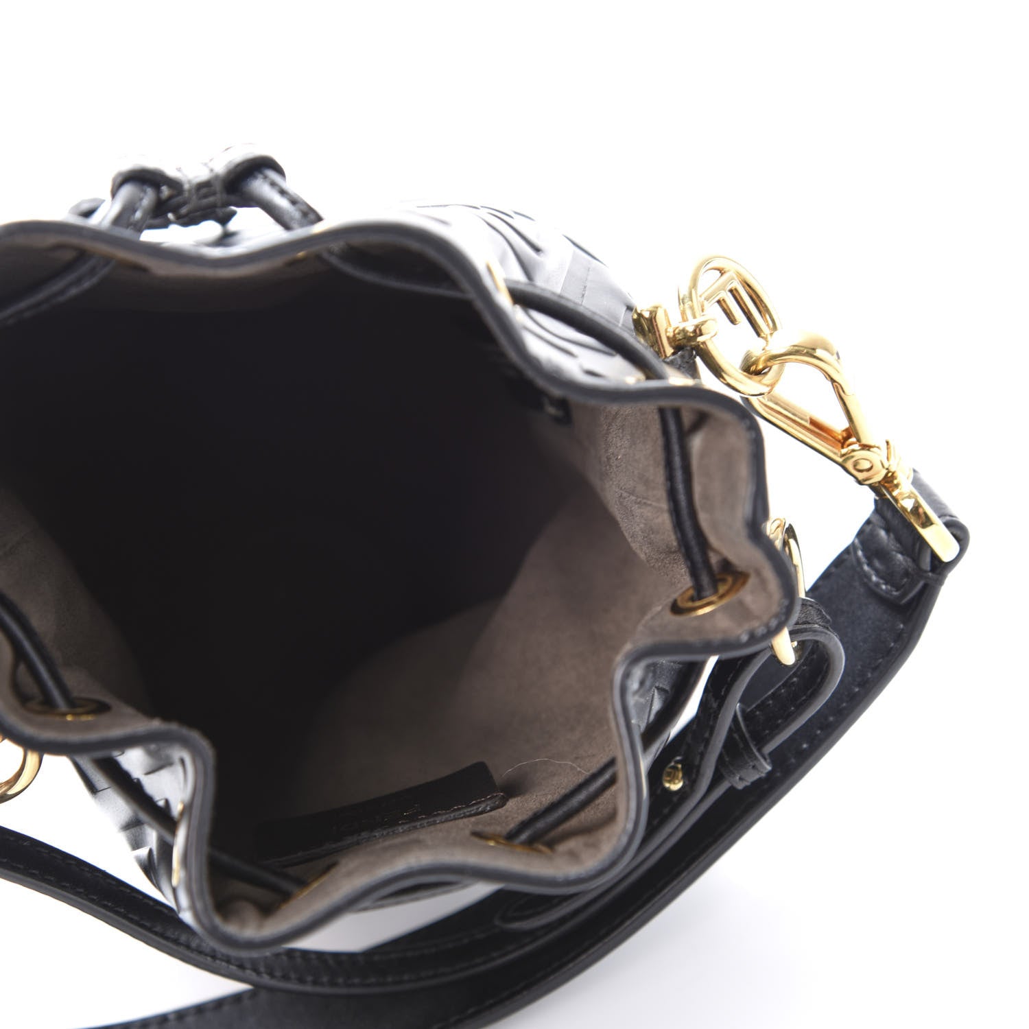 Fendi Vitello Liberty F is Fendi FF 1974 Embossed Mini Mon Tresor Bucket Bag Black 4 of 9