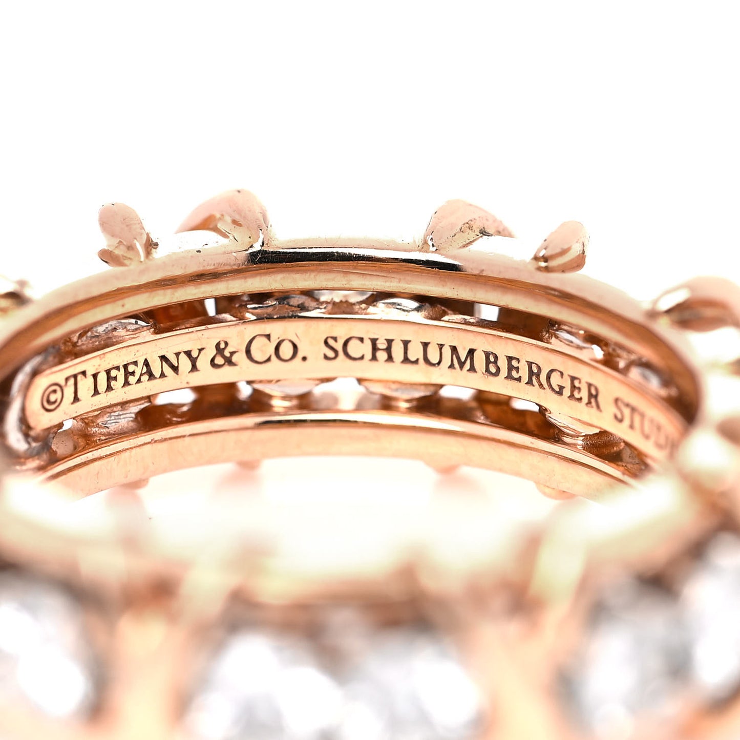 18K Rose Gold Platinum Diamond Schlumberger Sixteen Stone Ring 48 4.5