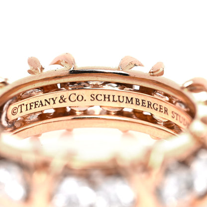 Tiffany 18K Rose Gold Platinum Diamond Schlumberger Sixteen Stone Ring 48 4.5 4 of 6