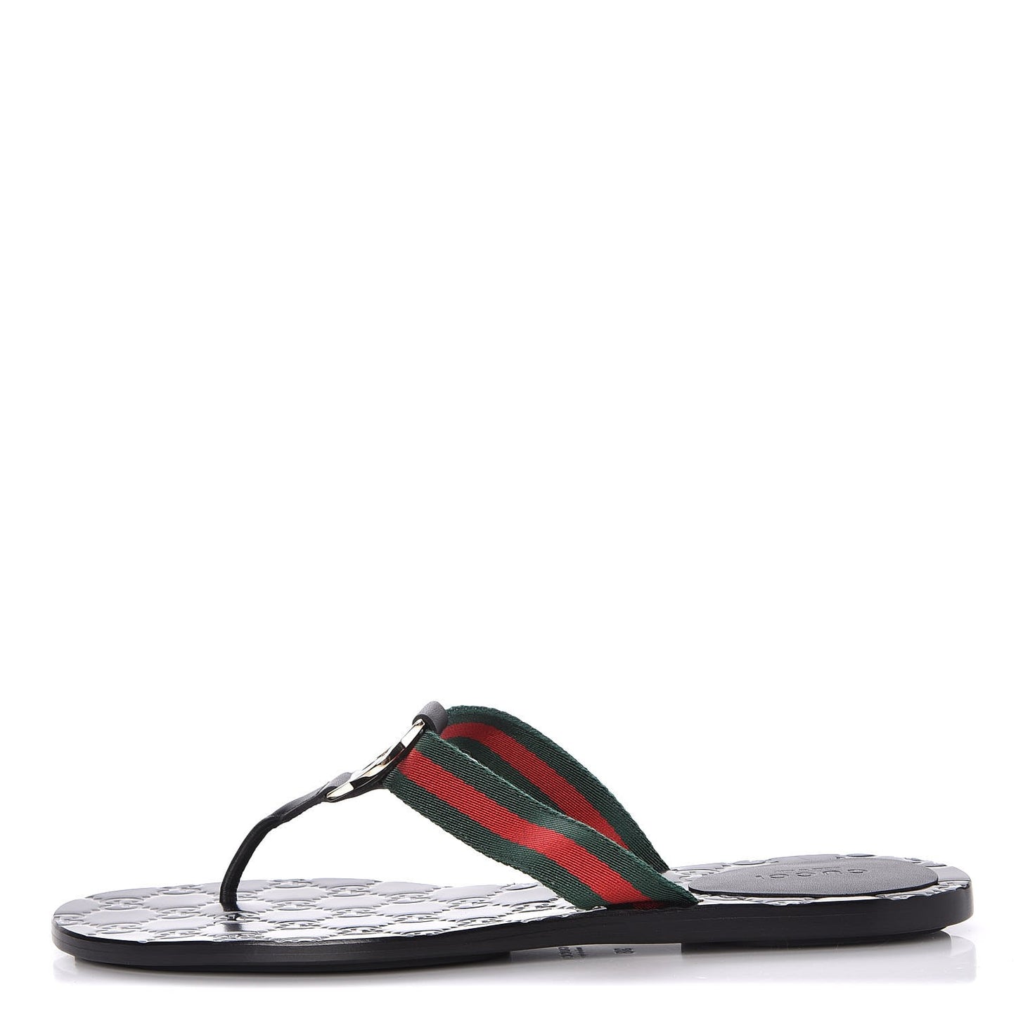 Nylon Guccissima Web Womens Thong Sandals 38 Green Red Black