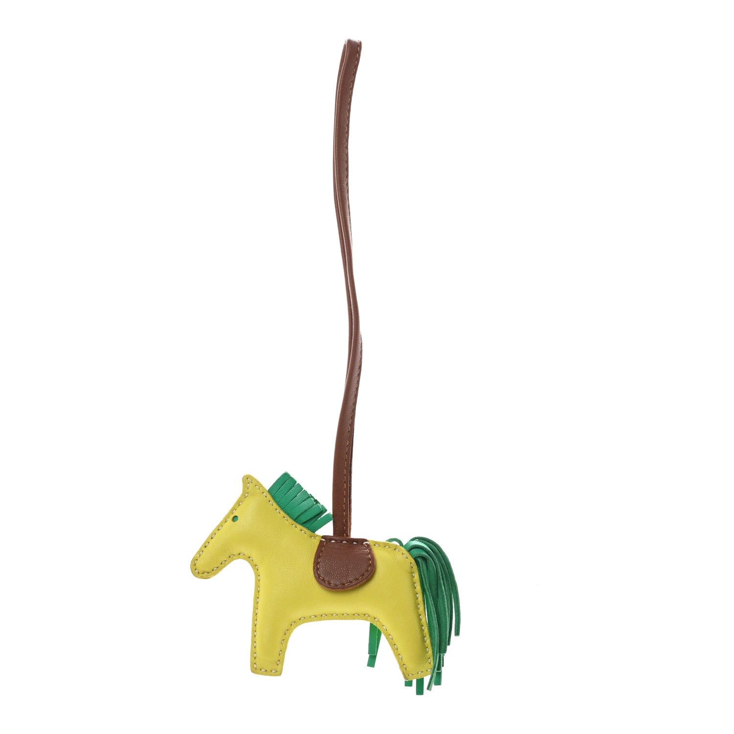 Hermes Milo Lambskin Grigri Rodeo Horse Bag Charm PM Lime Menthe Fauve 1 of 3