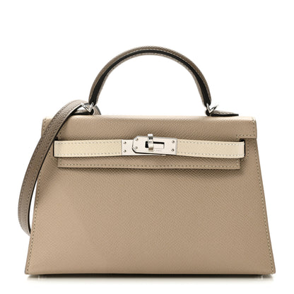 Hermes Epsom Tri-Color Mini Kelly Sellier 20 Trench Craie Etoupe 1 of 12