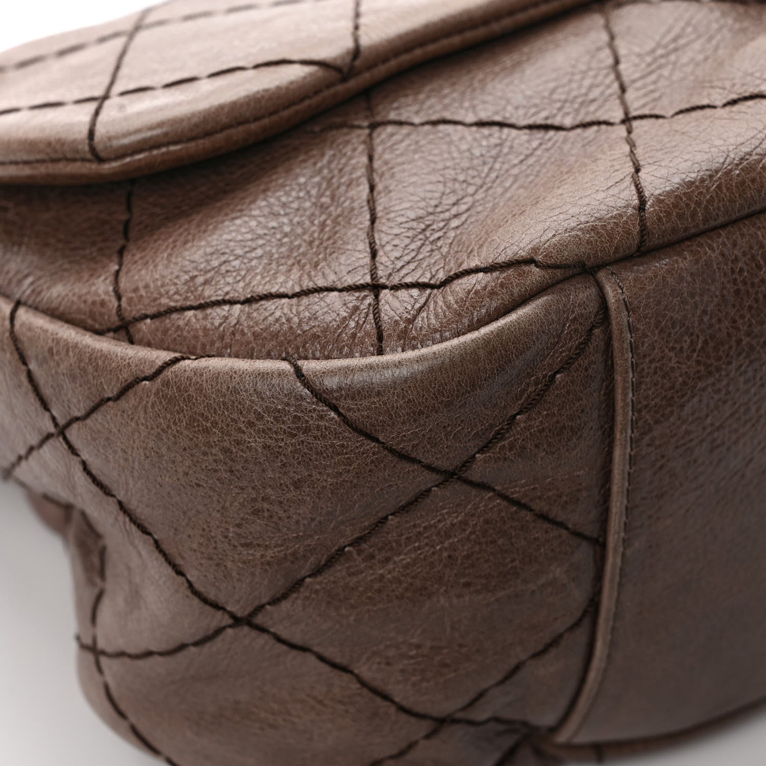 Chanel Glazed Calfskin Stitched XL On The Road Flap Brown 9 of 11