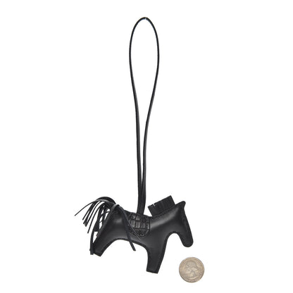 Hermes Milo Lambskin Matte Alligator Touch Grigri Rodeo Horse Bag Charm PM So Black 2 of 4