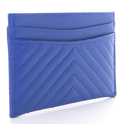 Chanel Caviar Chevron Quilted Card Holder Bright Blue 3 of 8