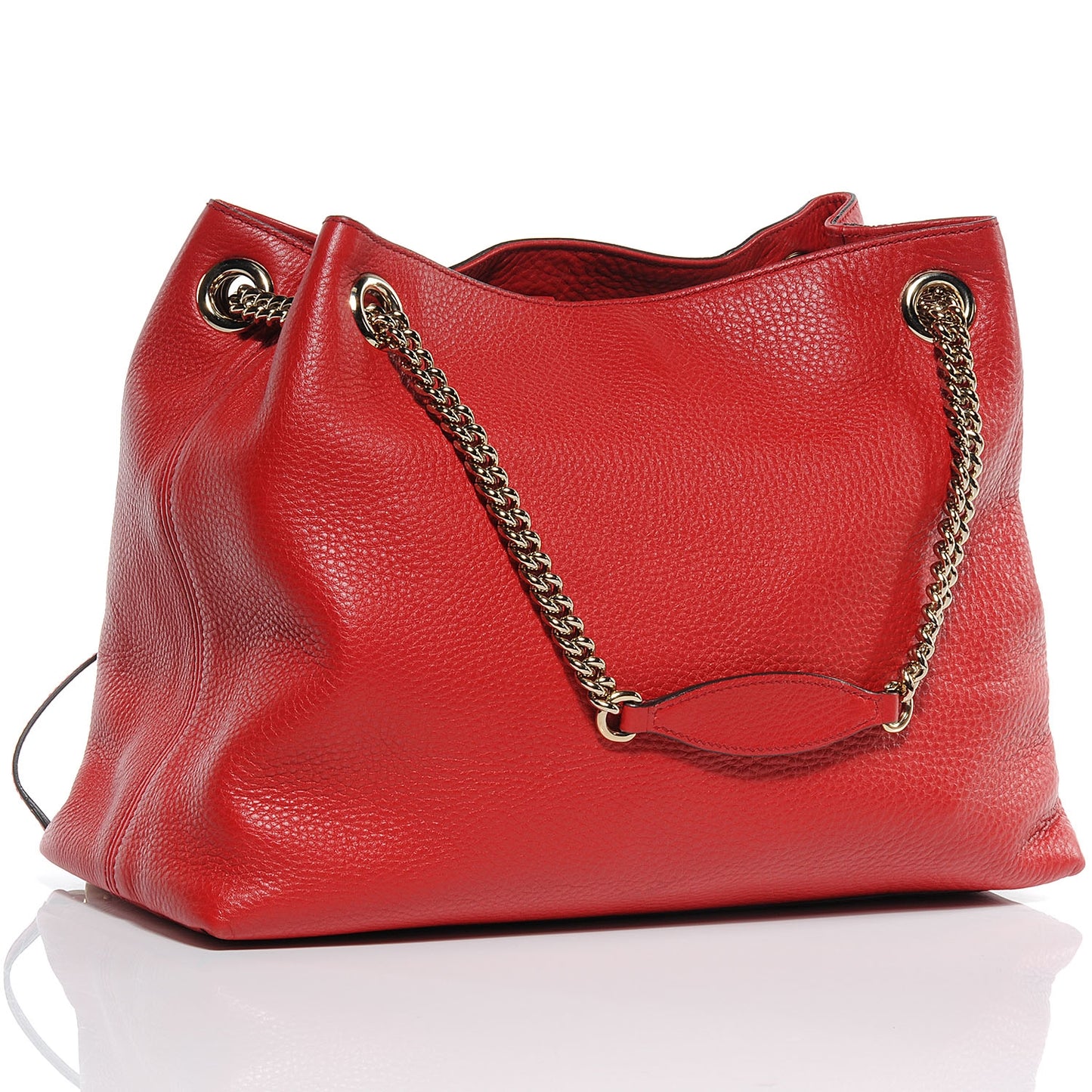 Pebbled Calfskin Medium Soho Chain Shoulder Bag Red
