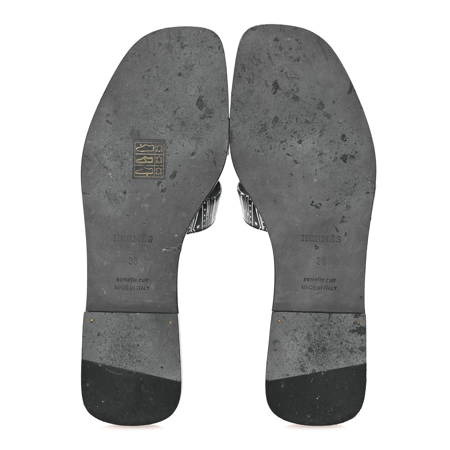Calfskin Astrologie Bandana Oran Sandals 38 Black White