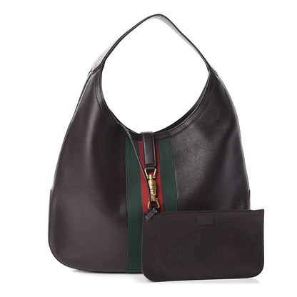 Gucci Soft Grained Calfskin Web Large Jackie Hobo Dark Brown 1 of 9