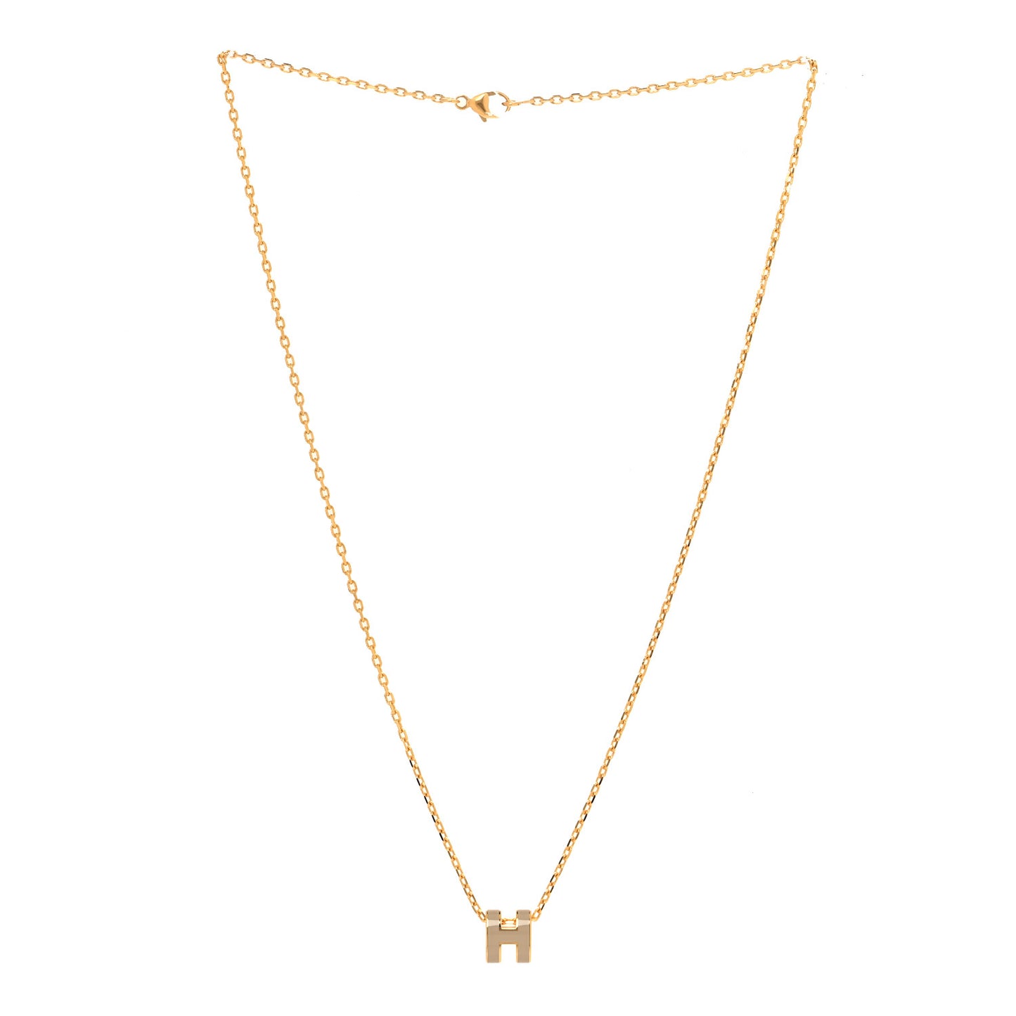 Lacquered Gold Mini Pop H Pendant Necklace Marron Glace