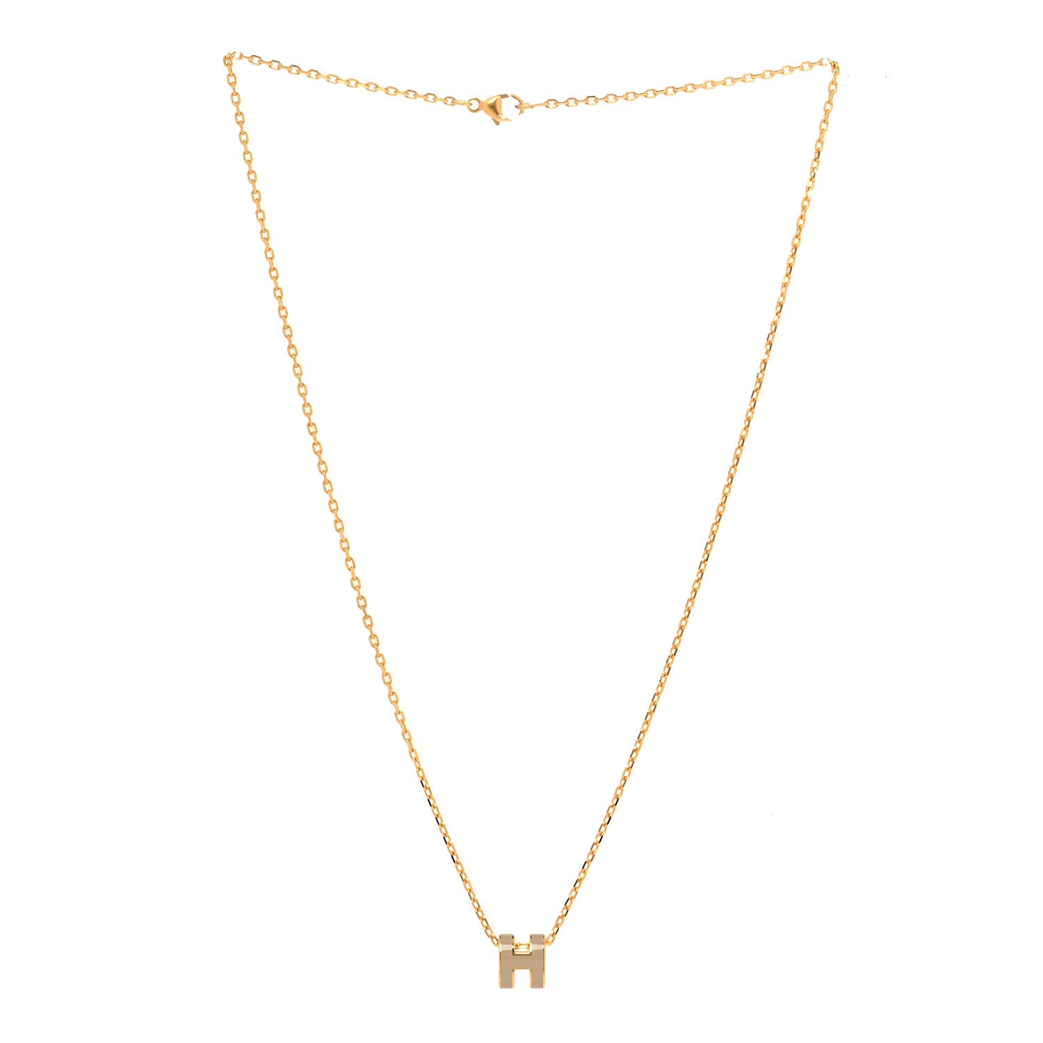Hermes Lacquered Gold Mini Pop H Pendant Necklace Marron Glace 3 of 6