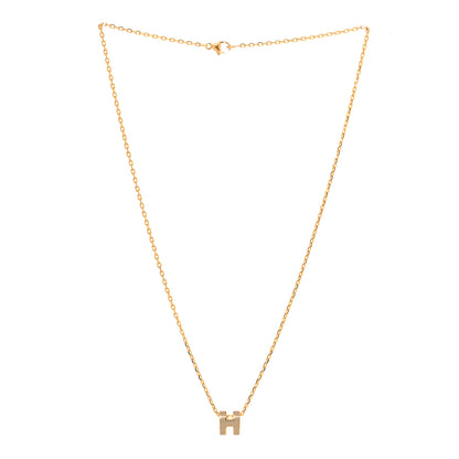 Hermes Lacquered Gold Mini Pop H Pendant Necklace Marron Glace 3 of 6