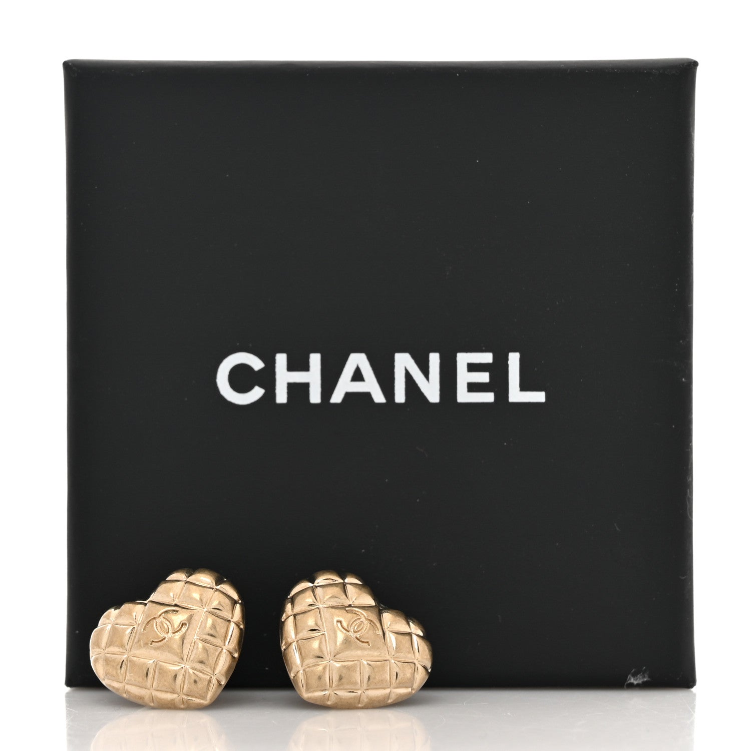 Chanel Quilted CC Heart Earrings Gold 6 of 6