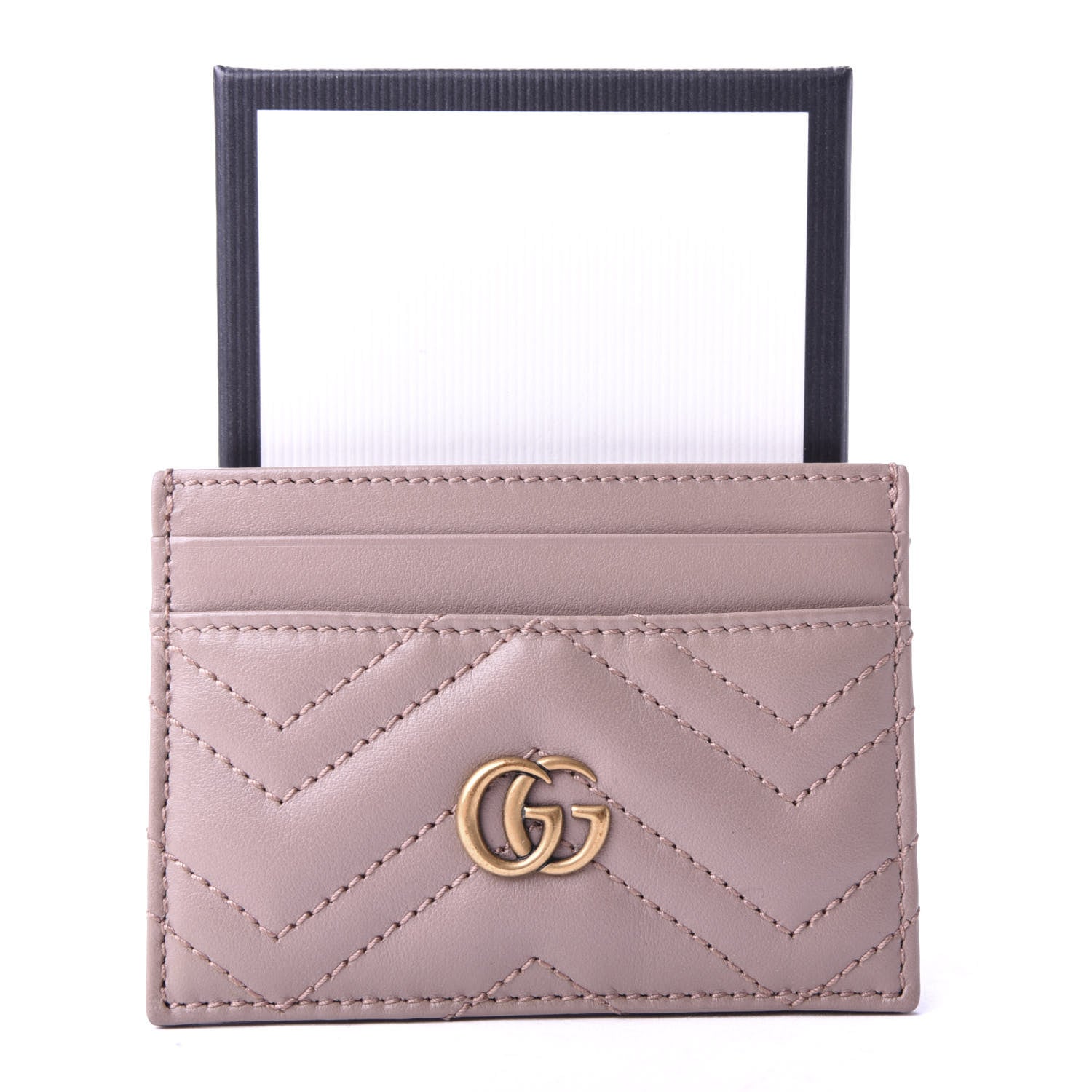 Gucci Calfskin Matelasse GG Marmont Card Holder Porcelain Rose 7 of 7