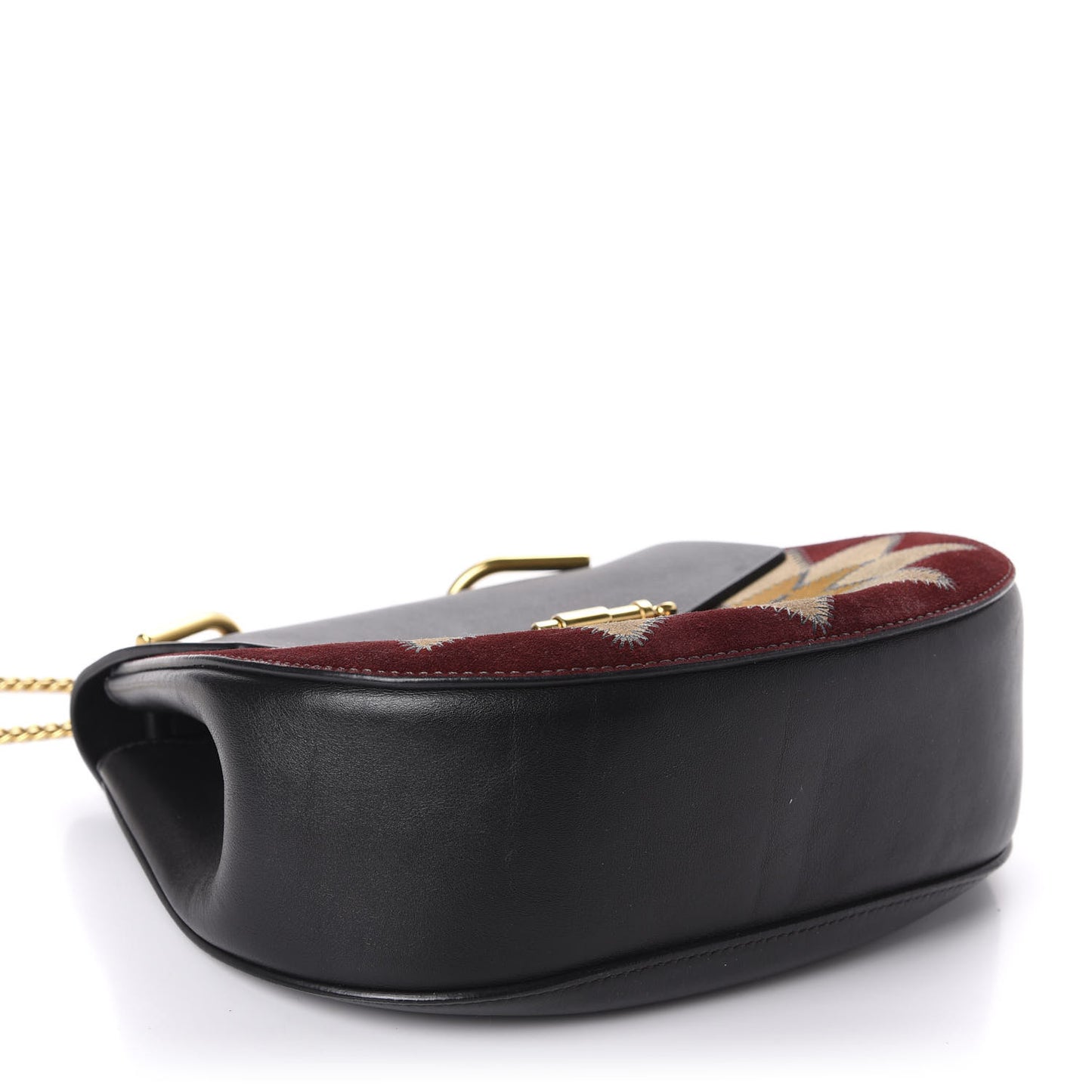 Suede Calfskin Wonder Woman Patchwork Drew Shoulder Bag Black