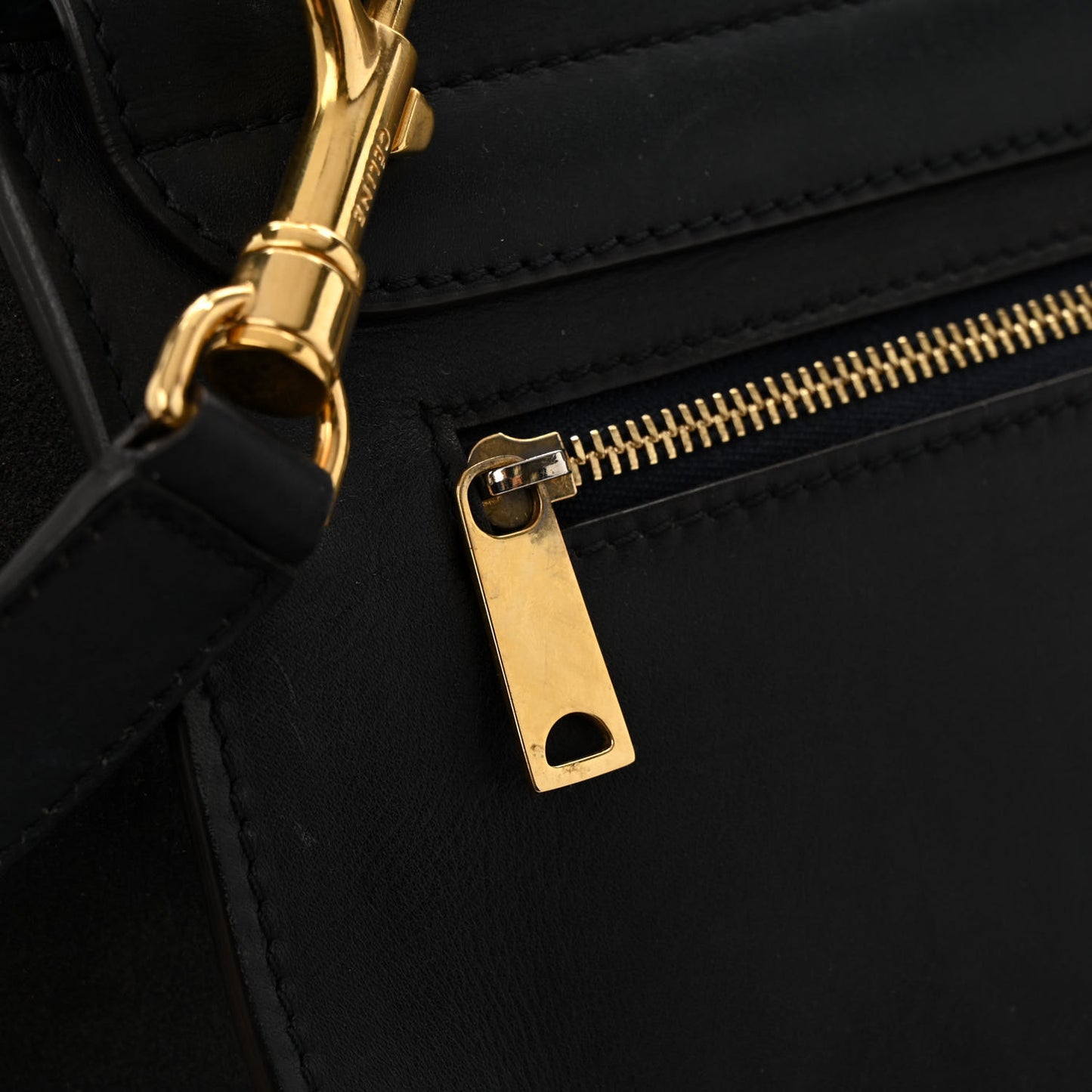 Smooth Calfskin Suede Medium Trapeze Blue Black