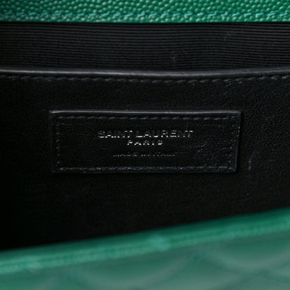 Saint Laurent Grain De Poudre Textured Mixed Matelasse Triquilt Medium Monogram Satchel Green 7 of 16
