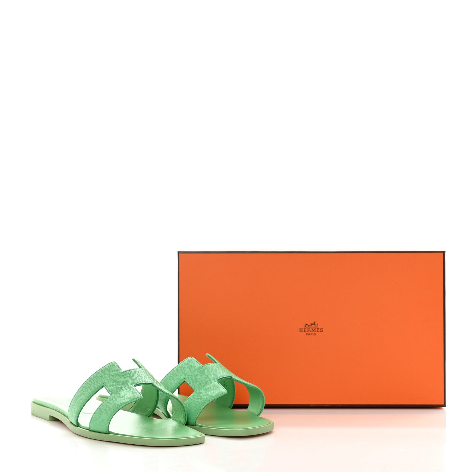 Hermes Epsom Oran Sandals 39.5 Vert Pomme 9 of 9