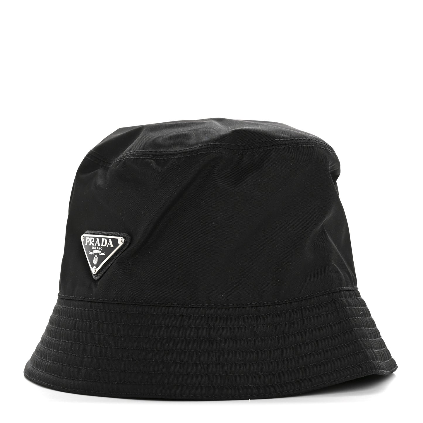 Re-Nylon Metal Triangle Logo Womens Bucket Hat M Black