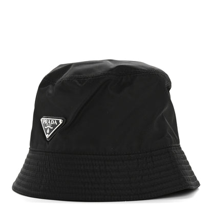 Prada Re-Nylon Metal Triangle Logo Womens Bucket Hat M Black 1 of 8