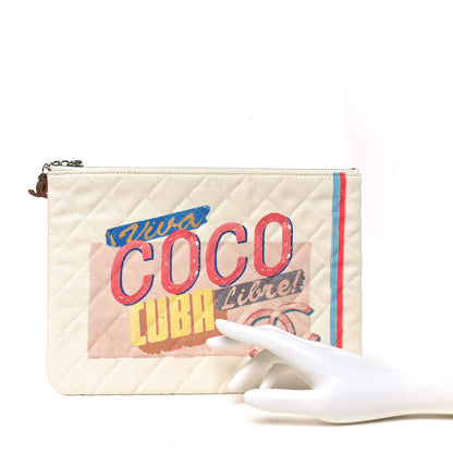 Chanel Canvas Medium Coco Cuba Cosmetic Case Yellow Turquoise 2 of 7