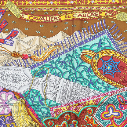 Hermes Silk Cavaliers du Caucase Scarf 90 Tabac Orange Multicolor 4 of 6
