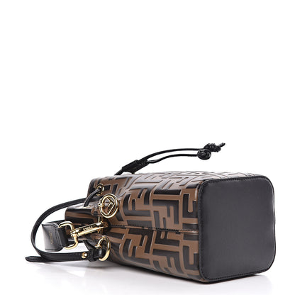 Fendi Vitello Liberty F is Fendi Bi-Color FF 1974 Embossed Mini Mon Tresor Bucket Bag Maya Black 5 of 11