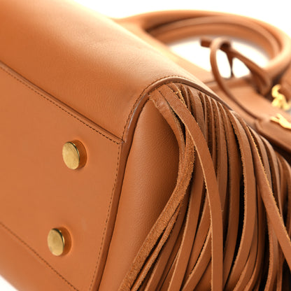 Saint Laurent Calfskin Small Rive Gauche Fringe Tote Tan 9 of 12