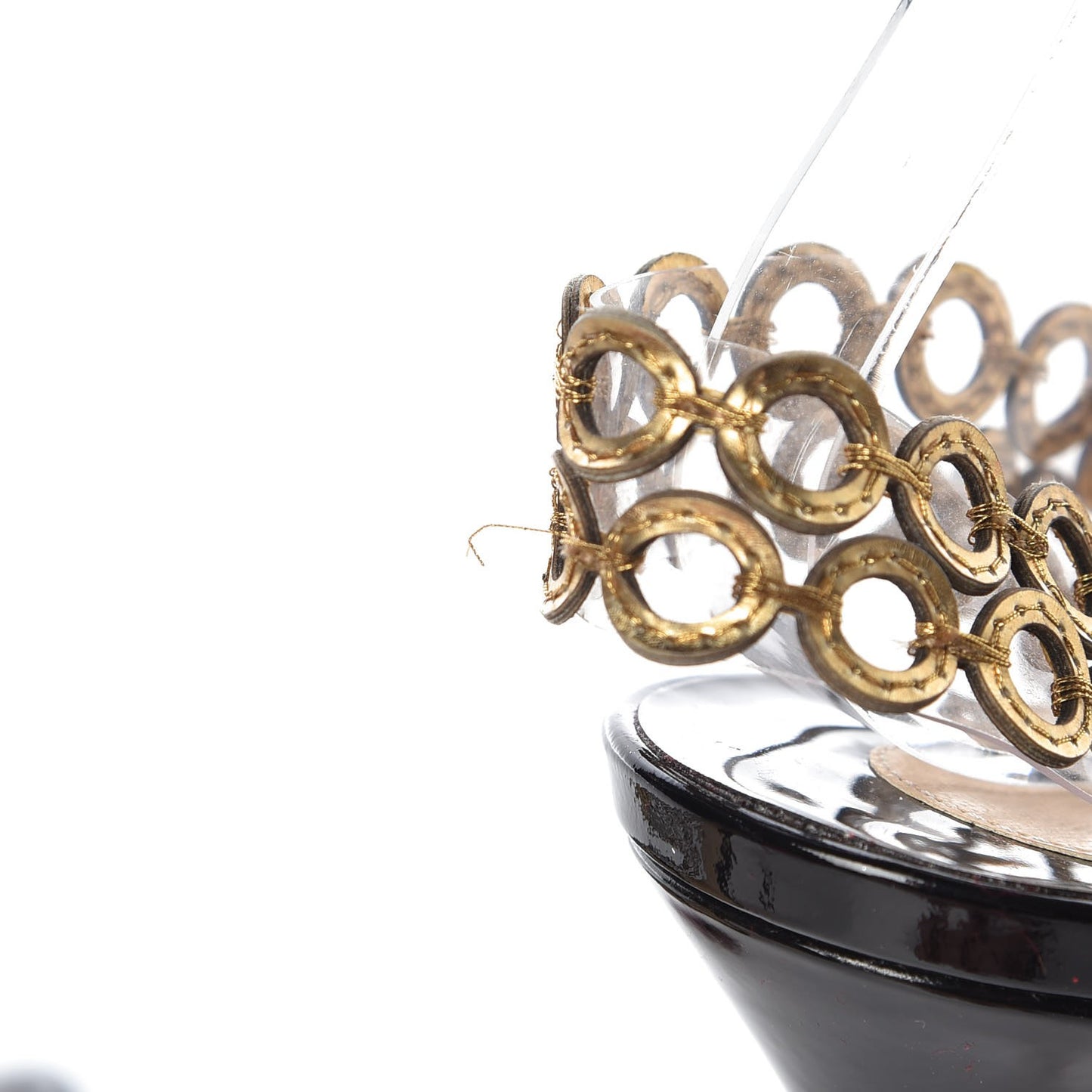 Patent PVC Malaika Half Dorsay 120 Pumps 38 Black Gold