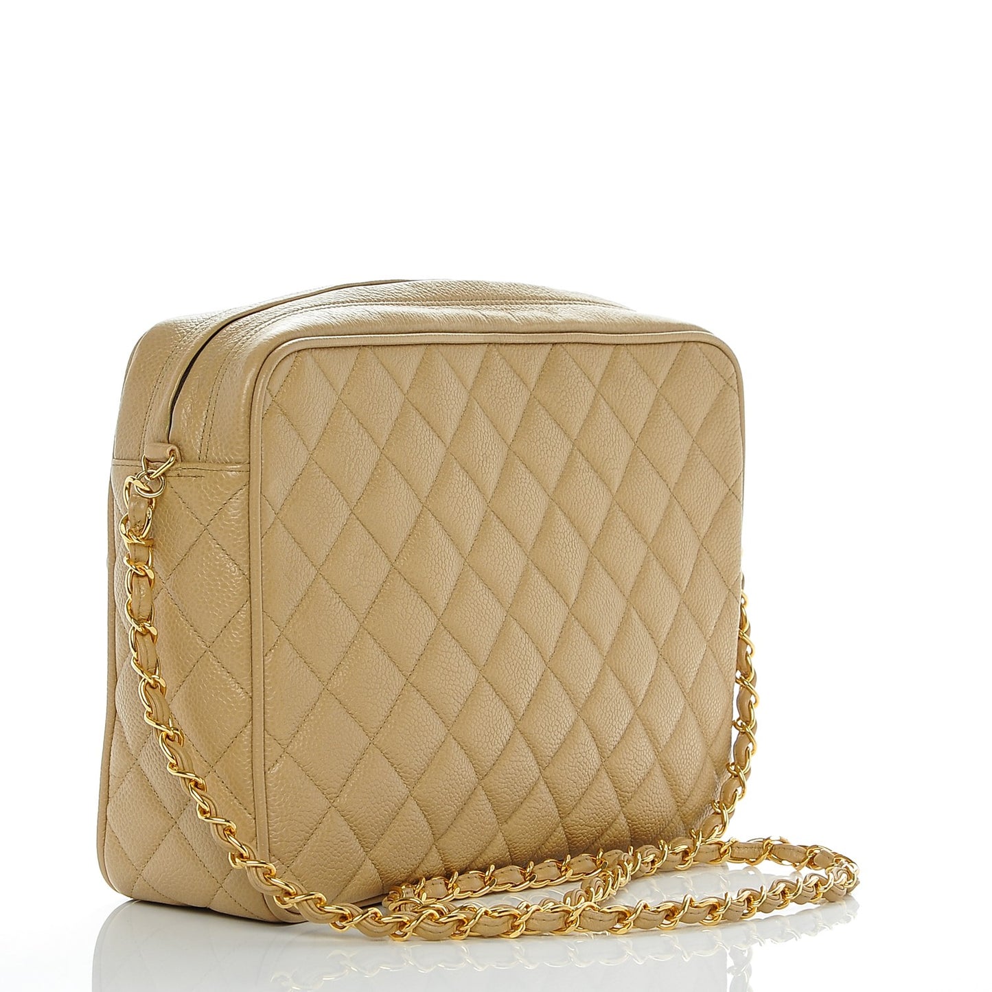 Caviar Quilted Camera Case Beige