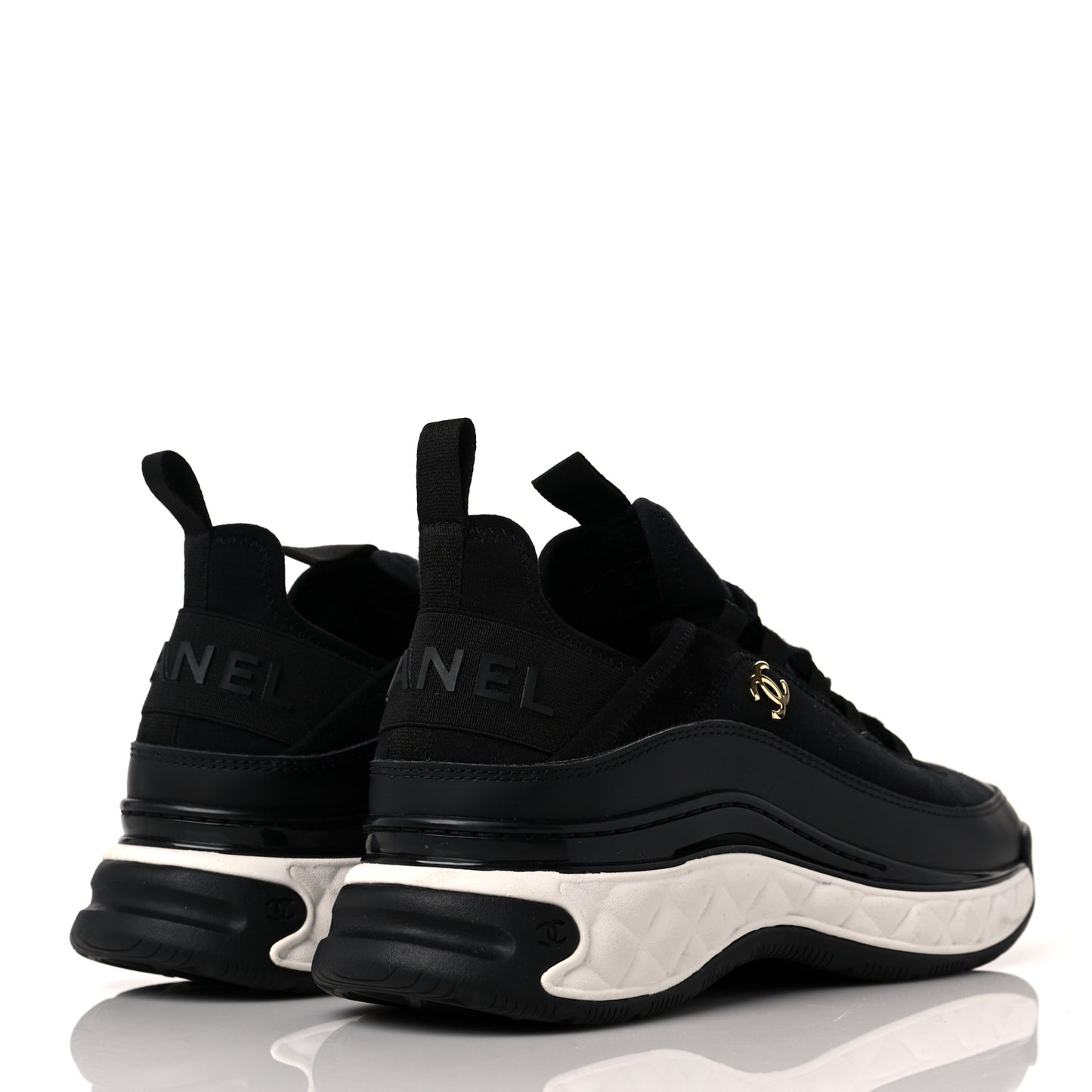 Velvet Calfskin Mixed Fibers CC Sneakers 36.5 Black
