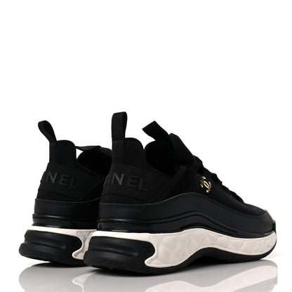 Chanel Velvet Calfskin Mixed Fibers CC Sneakers 36.5 Black 4 of 9