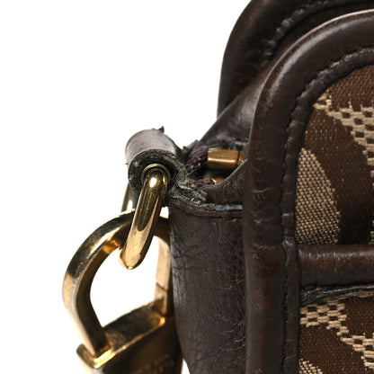 Gucci Monogram Jumbo GG Textured Dollar Calfskin Web Mini Crossbody Bag Camel Ebony New Acero 11 of 13
