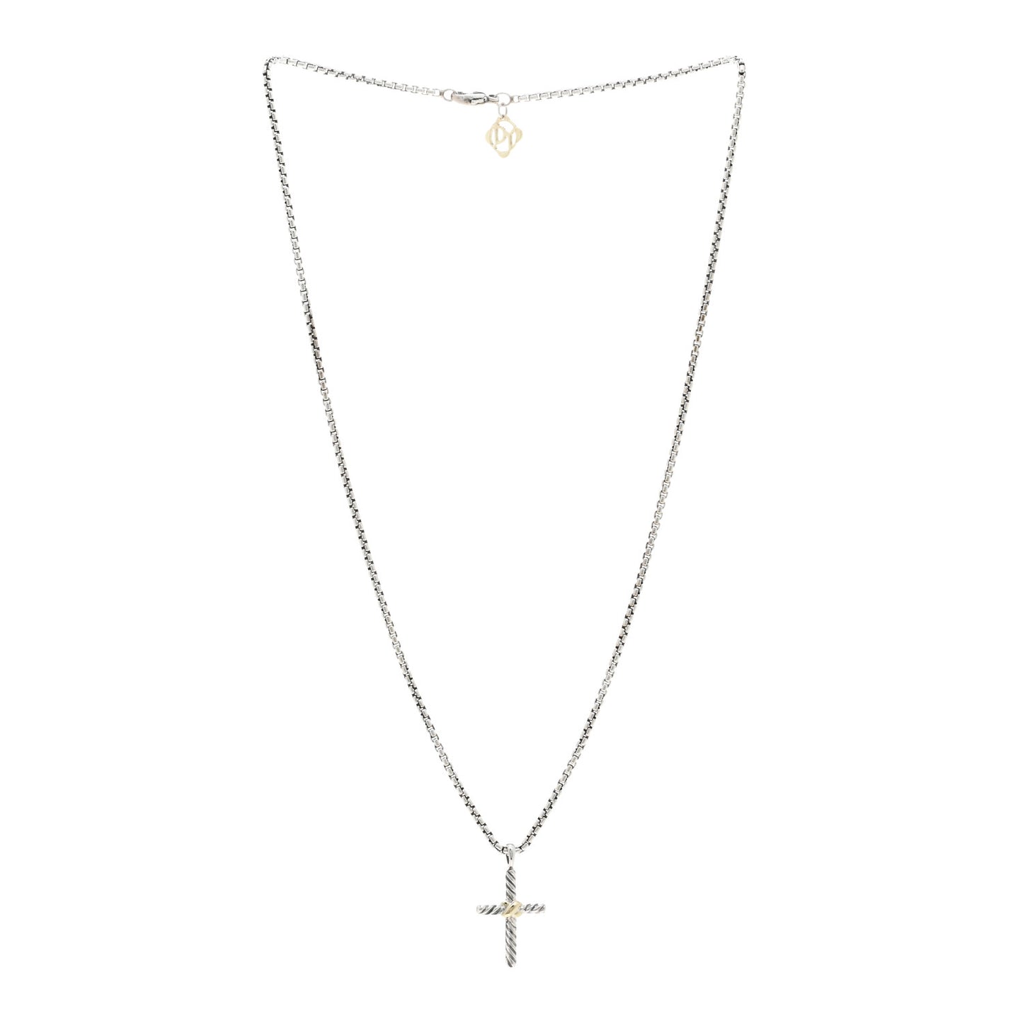 Sterling Silver 14K Yellow Gold Petite X Cross Pendant Necklace