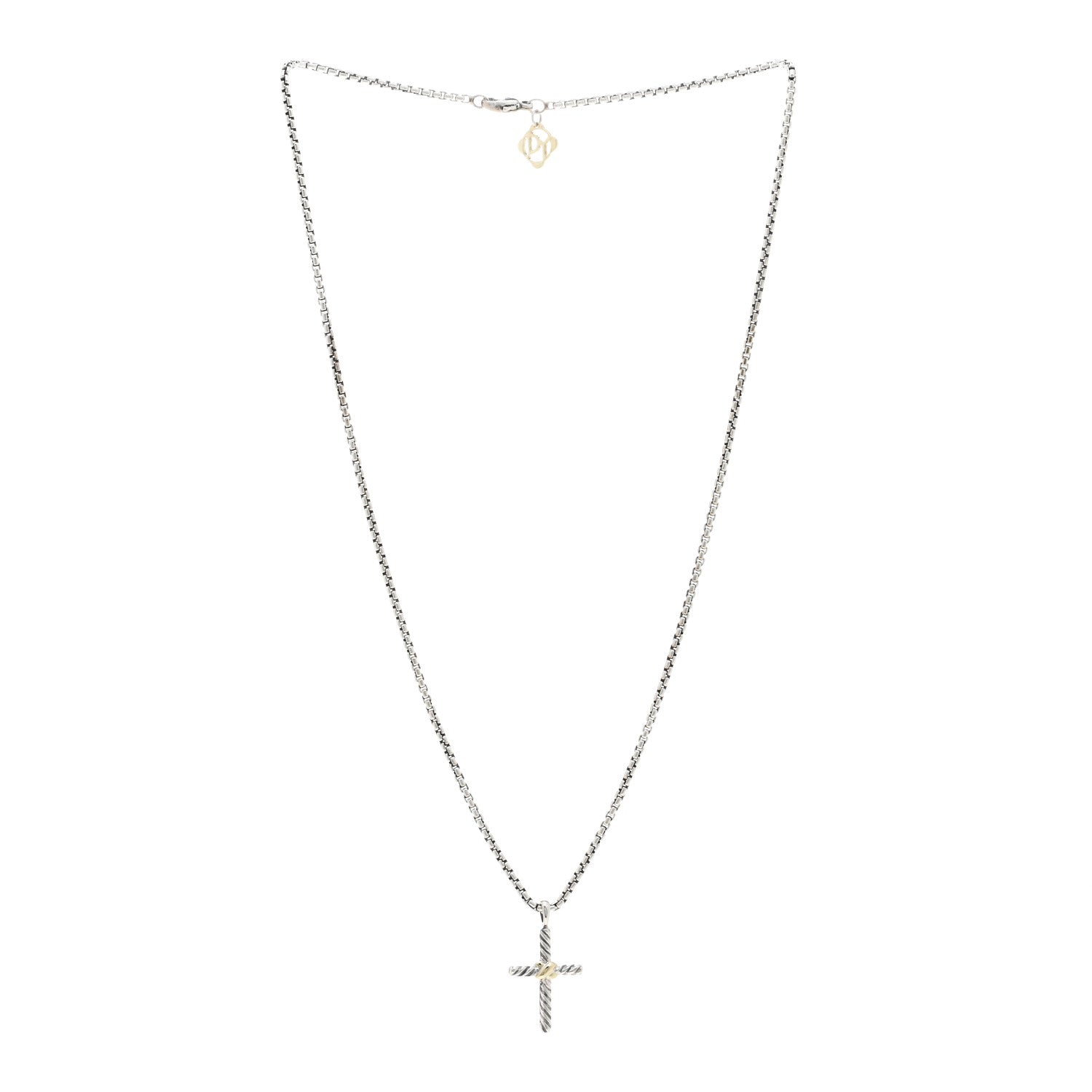 David Yurman Sterling Silver 14K Yellow Gold Petite X Cross Pendant Necklace 3 of 4